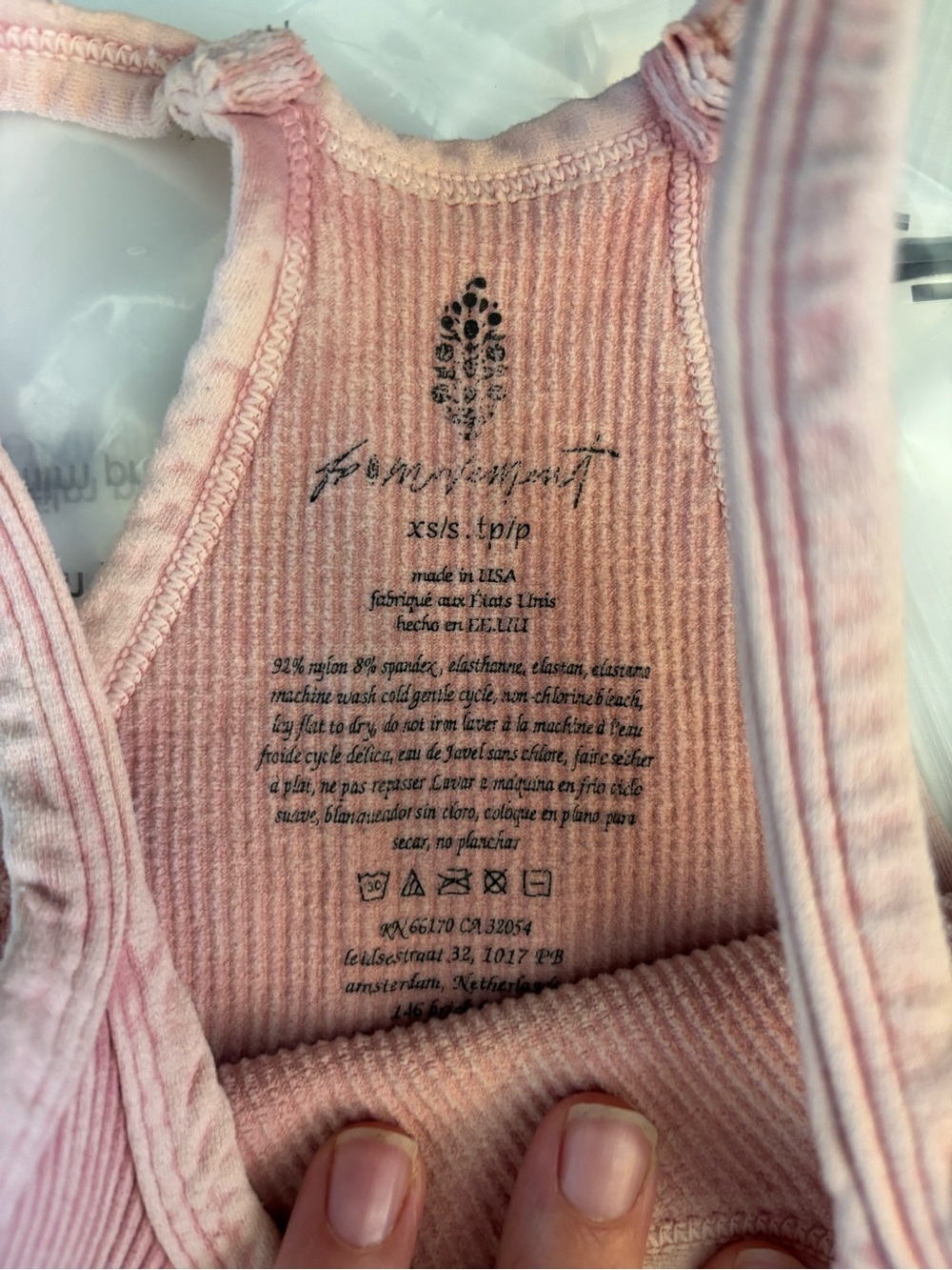 Free People Movement XS/S Pink Ribbed Crop Tank Racerback A7 - Picture 3 of 3